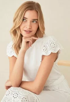 Next Damen BRODERIE TRIM SHORT SLEEVE MINI - Freizeitkleid - White -Next Großes Kaufhaus bc9aae6165a644e9abe09918df923b5b