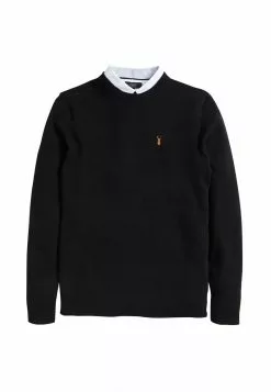 Next Herren OXFORD MOCK - Strickpullover - Black