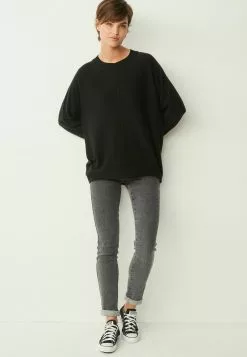 Next Damen COSY LONGLINE - Strickpullover - Black