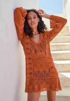 Next LONG SLEEVED CROCHET - Freizeitkleid - Rust Brown | Damen