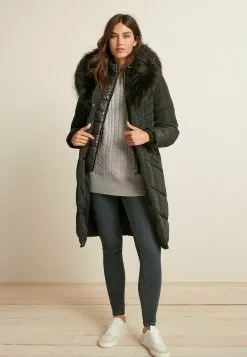 Next Damen MIT KUNSTFELLBESATZ - Wintermantel - Black