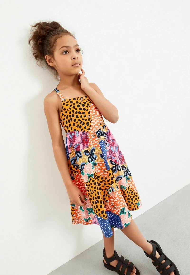 Next Kinder BUTTON - Freizeitkleid - Orange 1 Next Kinder BUTTON - Freizeitkleid - Orange