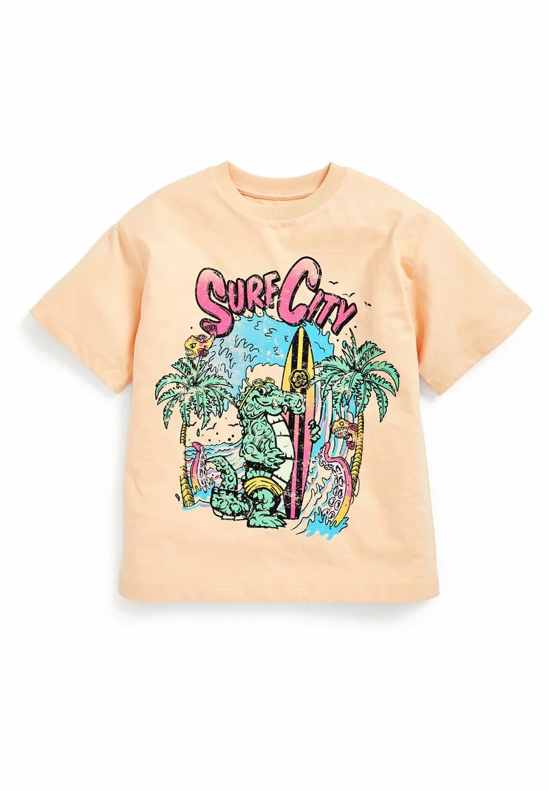 Next Kinder SURFER CROCODILE GRAPHIC - T-Shirt Print - Peach Orange 1 Next Kinder SURFER CROCODILE GRAPHIC - T-Shirt Print - Peach Orange