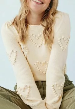 Next Damen POM POM HEART CREW NECK - Strickpullover - Off White -Next Großes Kaufhaus c3d5b228a5f44d4683fd4de2916d2d47