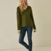 Next Damen TWO TONED V-NECK - Strickpullover - Khaki