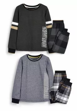Next Kinder 2 PACK - Nachtwäsche Set - Grey/black