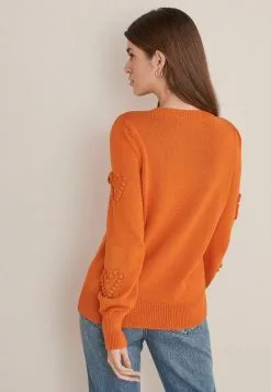Next Damen POM POM HEART CREW NECK - Strickpullover - Orange