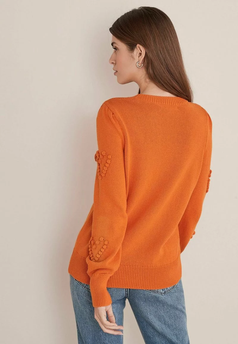 Next Damen POM POM HEART CREW NECK - Strickpullover - Orange 1 Next Damen POM POM HEART CREW NECK - Strickpullover - Orange