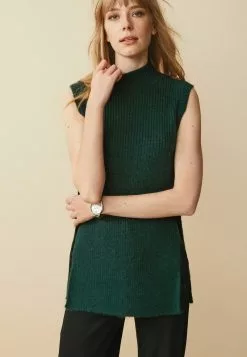 Next Damen BUTTON DETAIL LONGLINE SLEEVELESS - Strickpullover - Green