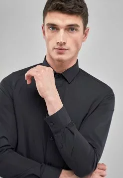 Next Herren WHITE SKINNY FIT SINGLE CUFF EASY CARE SHIRT - Hemd - Black -Next Großes Kaufhaus ca60fbc9401b48bb98854fa0c5e7693a