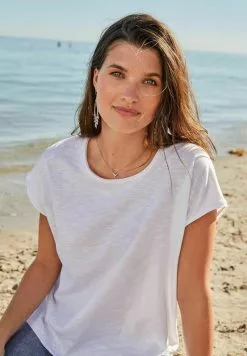 Next Damen SHORT SLEEVE SLUB - T-Shirt Print - White -Next Großes Kaufhaus cb01cda57c8145d8b6e22e0a95a9b369