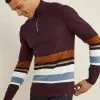 Next Herren COLOURBLOCK ZIP NECK - Strickpullover - Red