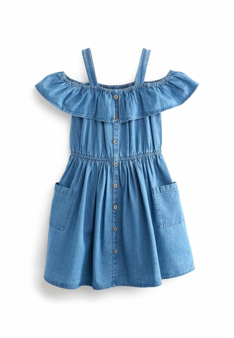 Next Kinder COLD SHOULDER - Freizeitkleid - Blue Denim 1 Next Kinder COLD SHOULDER - Freizeitkleid - Blue Denim