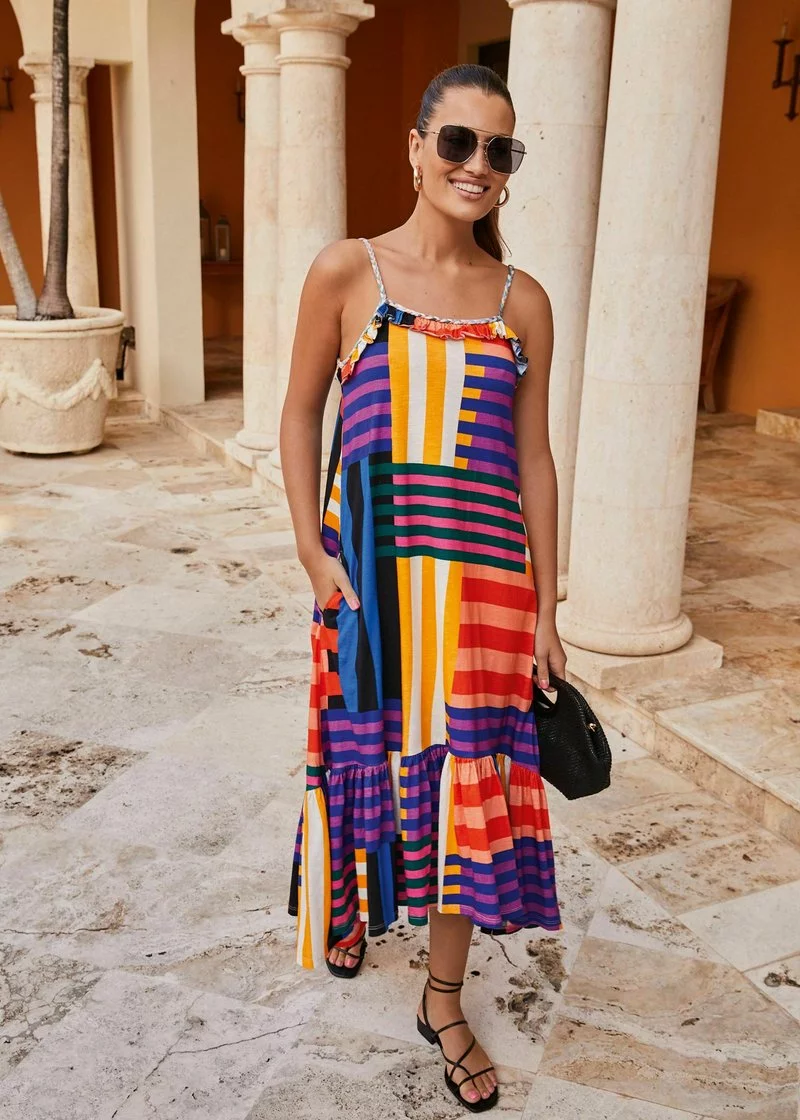 Next Damen STRAPPY DRESS - Freizeitkleid - Multi Stripe 1 Next Damen STRAPPY DRESS - Freizeitkleid - Multi Stripe