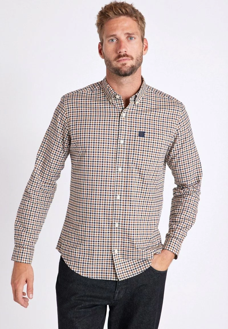 Next Herren GINGHAM OXFORD - Hemd - Brown 1 Next Herren GINGHAM OXFORD - Hemd - Brown