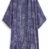 Next Damen LONGLINE KIMONO - Leichte Jacke - Blue Floral Print