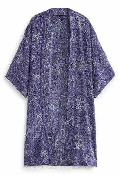 Next Damen LONGLINE KIMONO - Leichte Jacke - Blue Floral Print