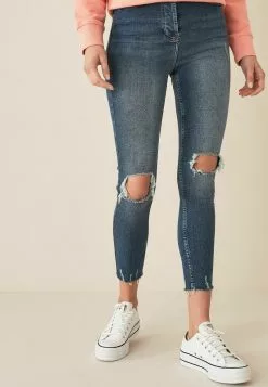 Next Damen AUTHENTIC - Jeans Skinny Fit - Dark Blue Busted Knee