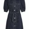 Next Damen PUFF SLEEVE - Jeanskleid - Dark Blue
