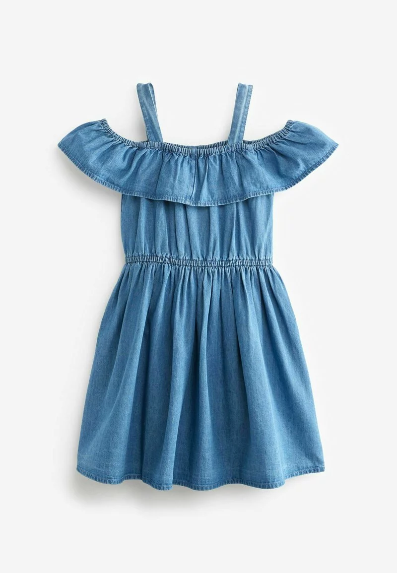 Next Kinder COLD SHOULDER - Freizeitkleid - Blue Denim 2 Next Kinder COLD SHOULDER - Freizeitkleid - Blue Denim – Bild 2