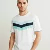 Next Herren BLOCKED - T-Shirt Print - White Blue Chevron