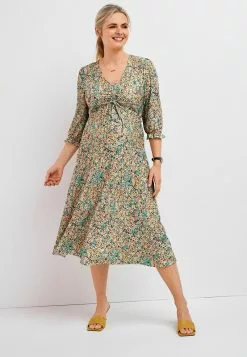Next Damen MATERNITY LONG SLEEVE RUCHED FRONT - Freizeitkleid - Floral Print