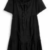 Next Damen SHORT SLEEVE BRODERIE MINI KAFTAN - Freizeitkleid - Black