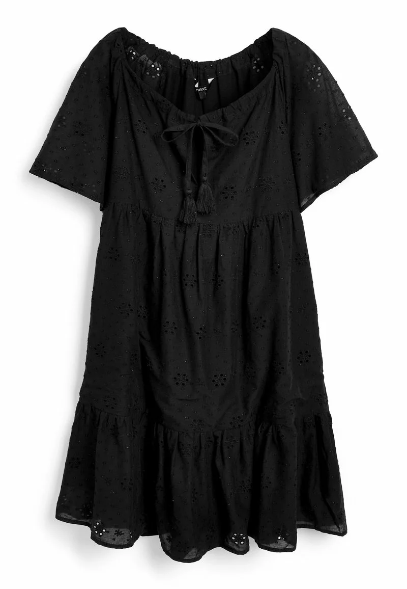 Next Damen SHORT SLEEVE BRODERIE MINI KAFTAN - Freizeitkleid - Black 1 Next Damen SHORT SLEEVE BRODERIE MINI KAFTAN - Freizeitkleid - Black