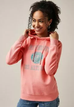 Next Damen GRAPHIC - Kapuzenpullover - Coral Pink Universite Des Arts
