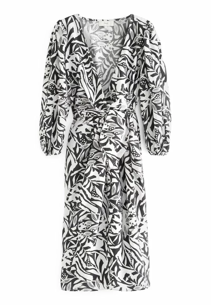 Next Damen KIMONO WRAP DRESS - Freizeitkleid - Black White Floral 5 Next Damen KIMONO WRAP DRESS - Freizeitkleid - Black White Floral – Bild 5