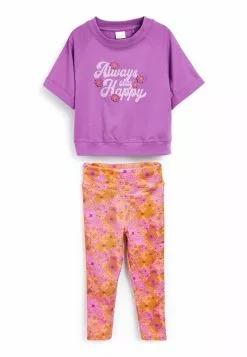 Next Kinder SPORTS SET - Leggings - Hosen - Purple Pink Retro Floral