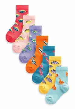 Next Kinder 7 PACK RICH TRAINER - Socken - Red Orange Blue Dinosaur