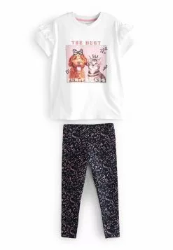 Next Kinder Leggings - Hosen - White Pink Fur Friend Graphic Print -Next Großes Kaufhaus f47681cc38b74647ae368aa372bc19fa