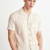 Next Herren SHORT SLEEVE STRIPE - Hemd - Neutral Linen Blend