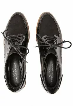 Next Damen FOREVER COMFORT® BROGUE DETAIL CHUNKY SOLE LACE-UPS - Sportlicher Schnürer - Black