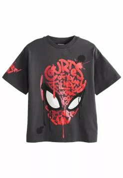 Next MARVEL - T-Shirt Print - Charcoal Grey Graffiti Spider-man | Kinder