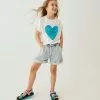 Next Kinder FLIPPY SEQUIN HEART - T-Shirt Print - White Blue
