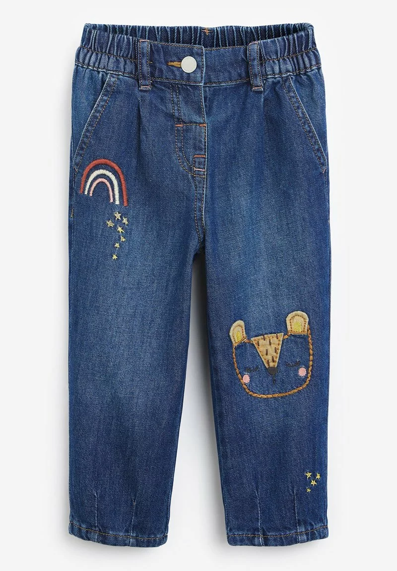 Next Kinder LEOPARD CHARACTER - Jeans Straight Leg - Blue 1 Next Kinder LEOPARD CHARACTER - Jeans Straight Leg - Blue