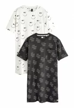 Next Damen 2 PACK - Nachthemd - Black White Slogan