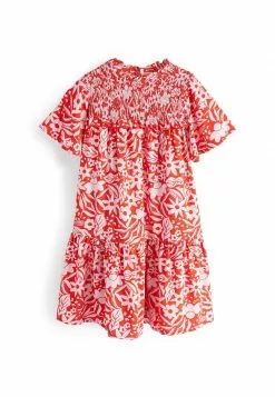 Next Kinder SLEEVE - Freizeitkleid - Pink Red Flower Print