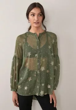 Next Damen LONGLINE - Hemdbluse - Khaki