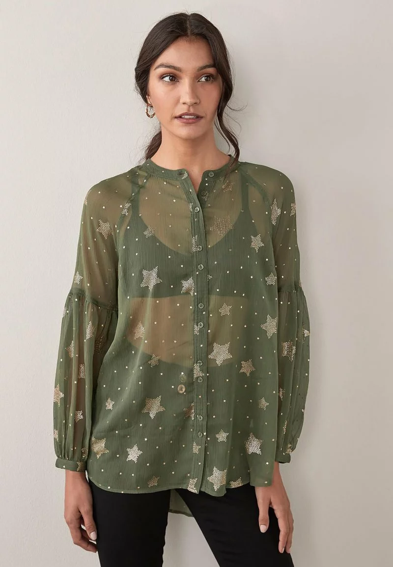 Next Damen LONGLINE - Hemdbluse - Khaki 1 Next Damen LONGLINE - Hemdbluse - Khaki