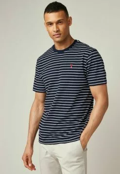 Next Herren T-Shirt Print - Navy Blue White Simple