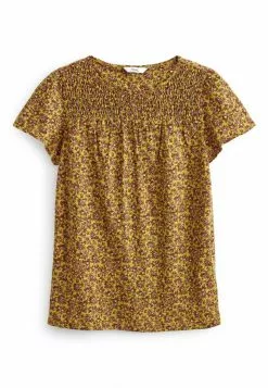Next Damen SMOCK NECK SHORT SLEEVE - T-Shirt Print - Ochre Yellow Ditsy Floral -Next Großes Kaufhaus fec47ca430df45679baf1687fc588f6c