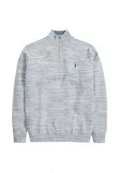 Next Herren MARL ZIP NECK - Strickpullover - White